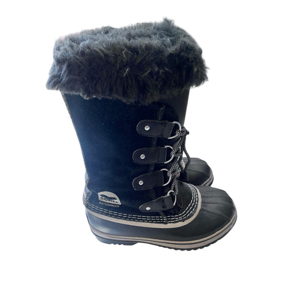 Sorel Faux Fur Winter Boots Lace Up Size 3 Women's 7 Joan Of Arctic Waterproof - Picture 1 of 10